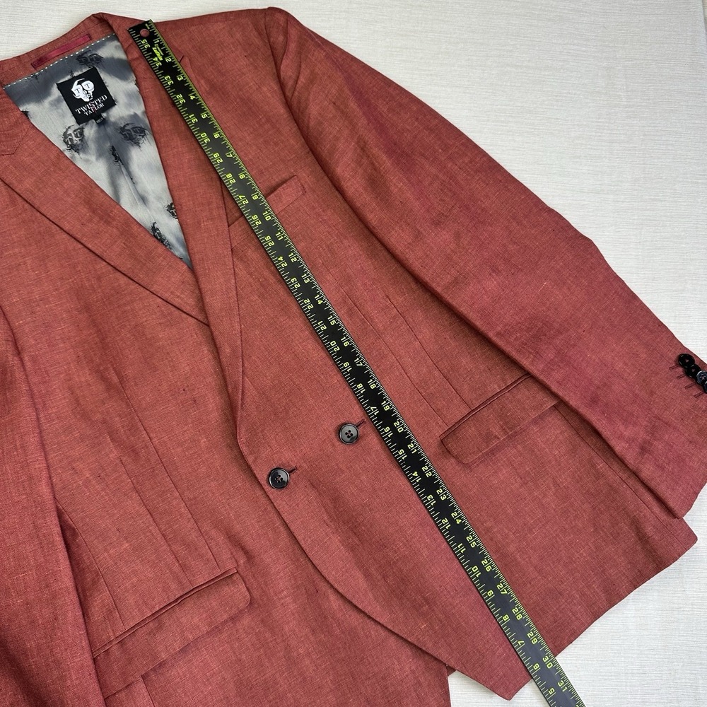 Twisted Tailor Panther Jacket Linen Blazer Twisted Comb Men 44 Rust Red Vacation - Picture 8 of 13
